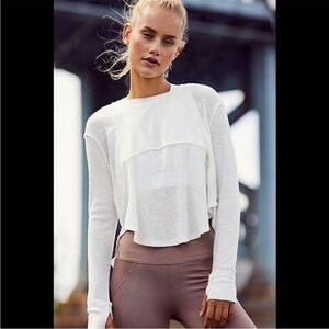 Free People Movement Zenith Top Ribbed White Thumb Hole Sz XS